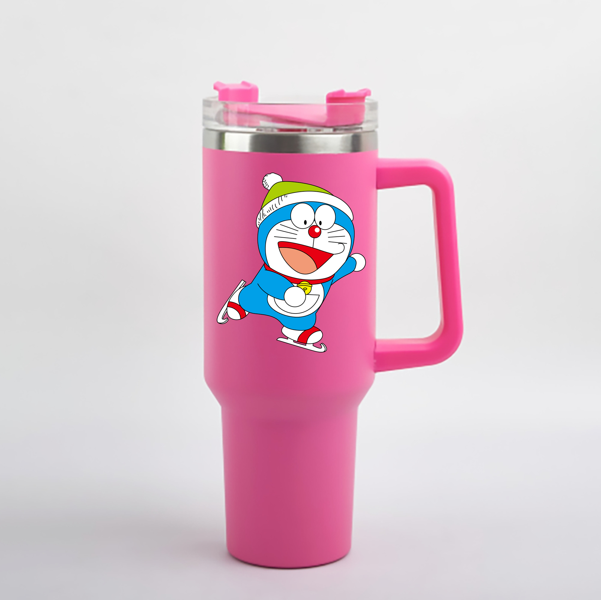 （画像用） ドラえもん Doraemon 1200mL車用タンブラー - クリスタルステッカー（プラスチックストロー付き）